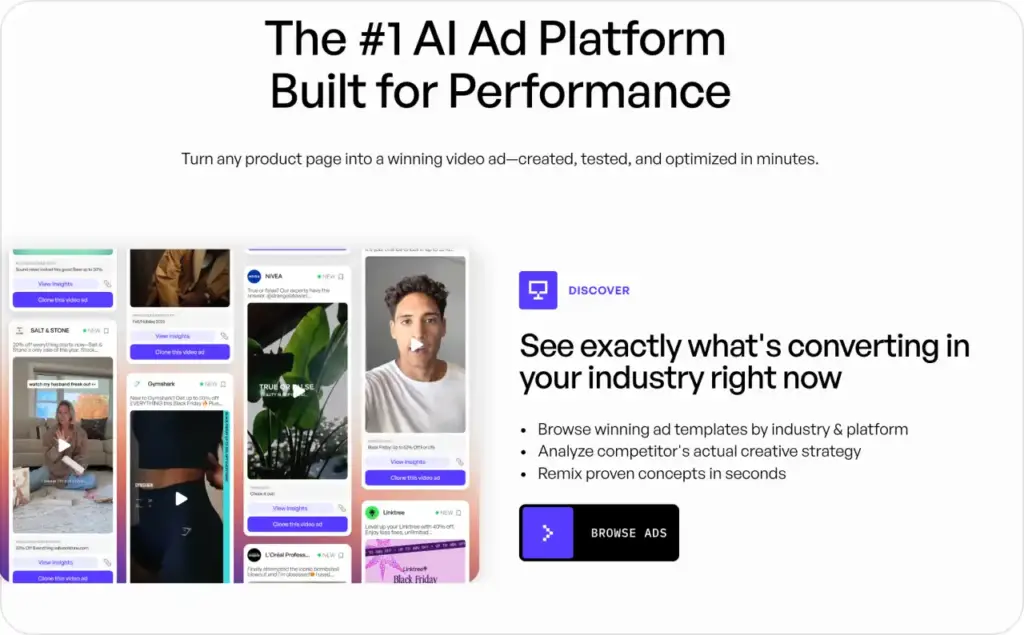Creatify landing page screenshot