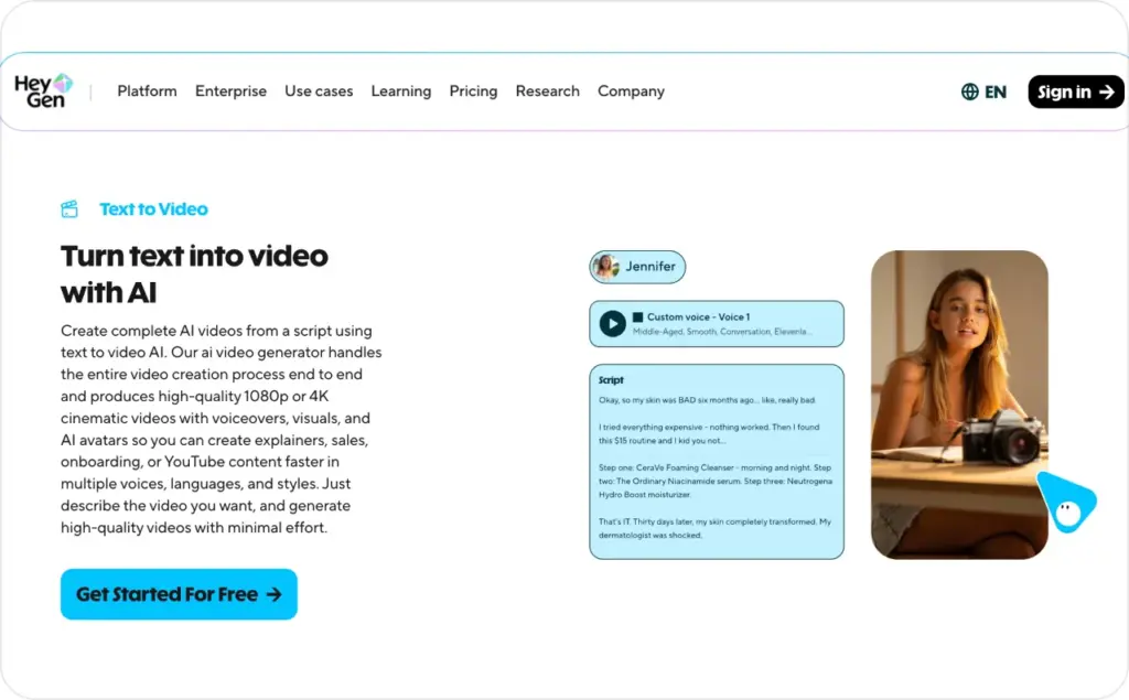 HeyGen landing page screenshot