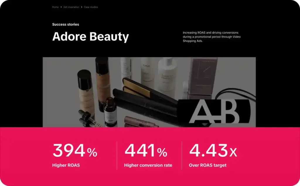 Adore Beauty UGC video ad case