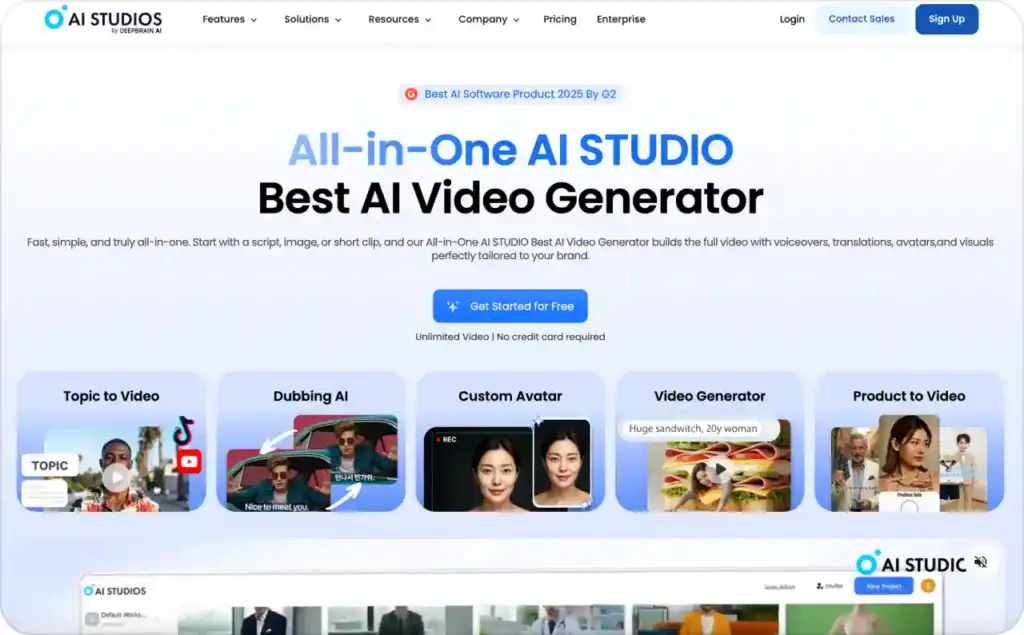 AI Studios landing page screenshot