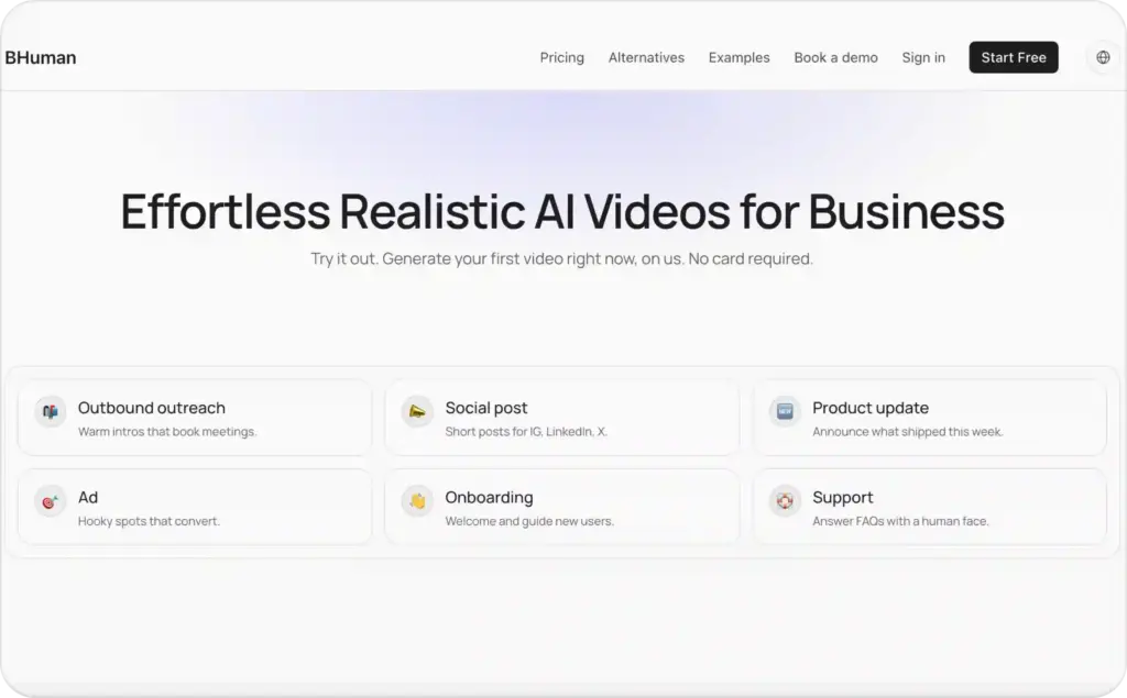 BHuman landing page screenshot