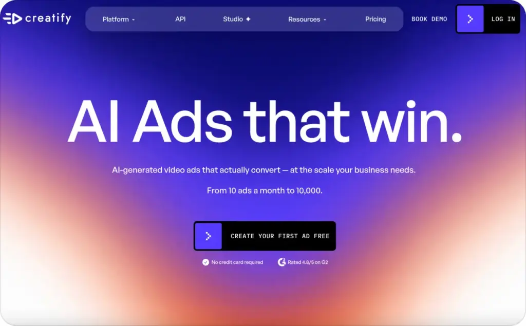 Creatify landing page screenshot