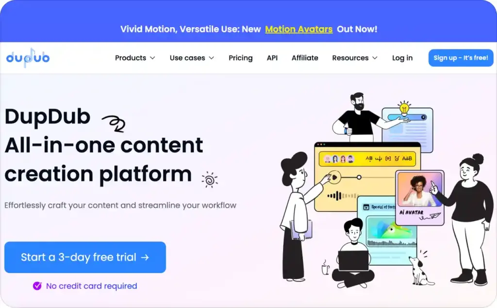 DupDup landing page screenshot