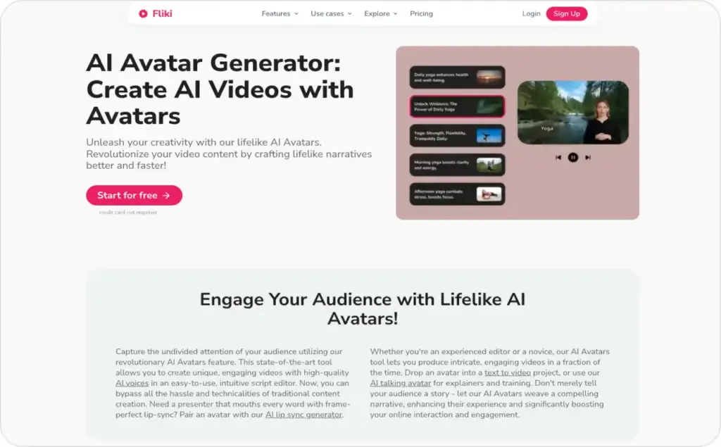 Fliki landing page screenshot