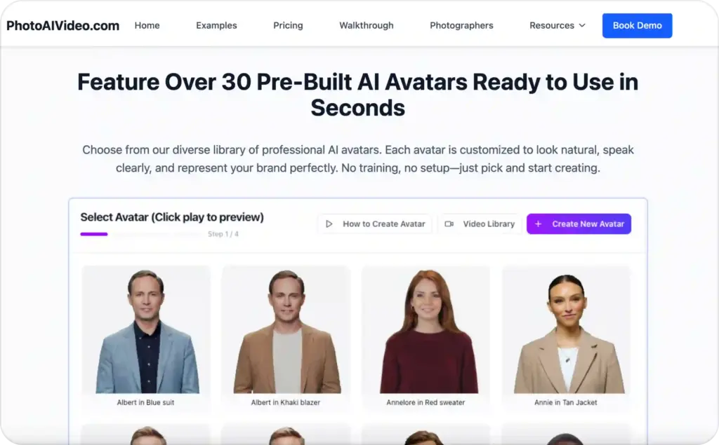PhotoAI Video landing page screenshot