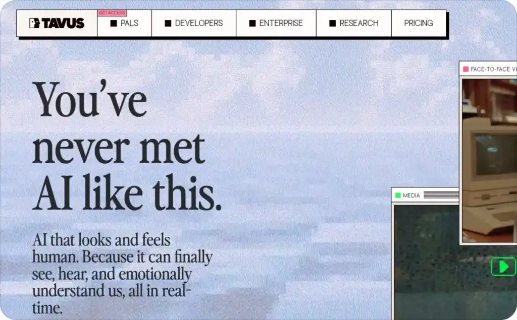 Tavus landing page screenshot