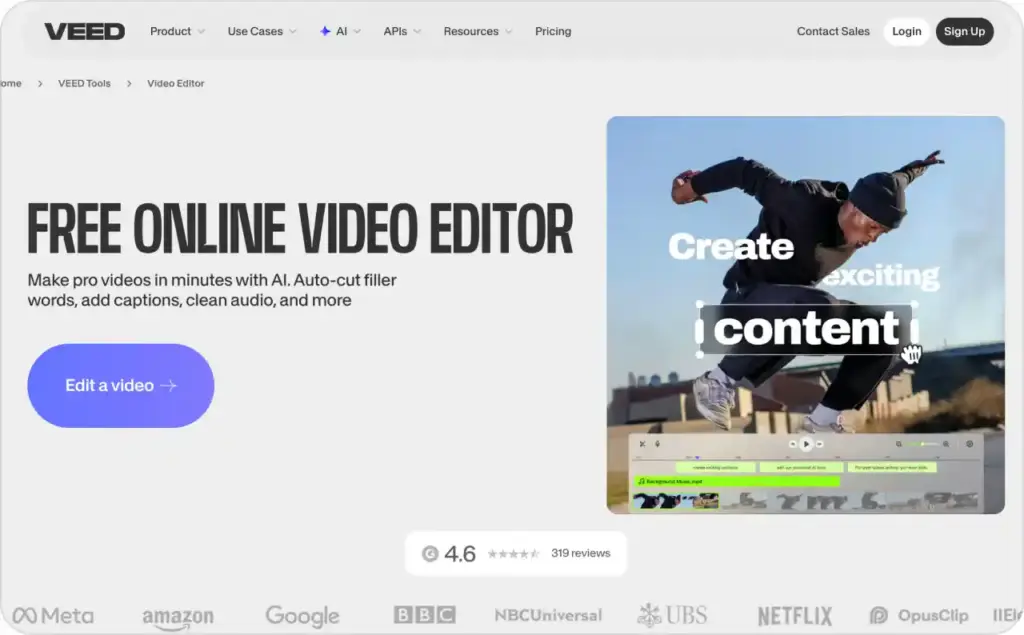 VEED landing page screenshot