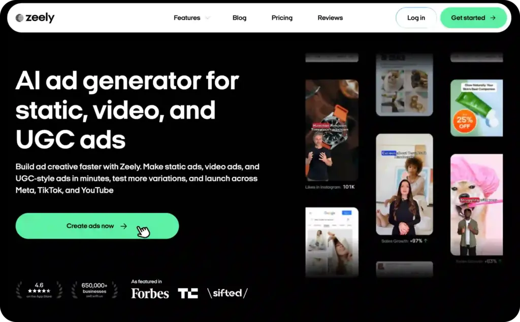 Zeely AI landing page