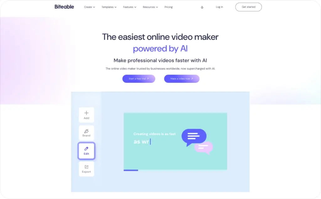 Biteable landing page
