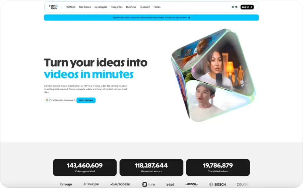 HeyGen landing page