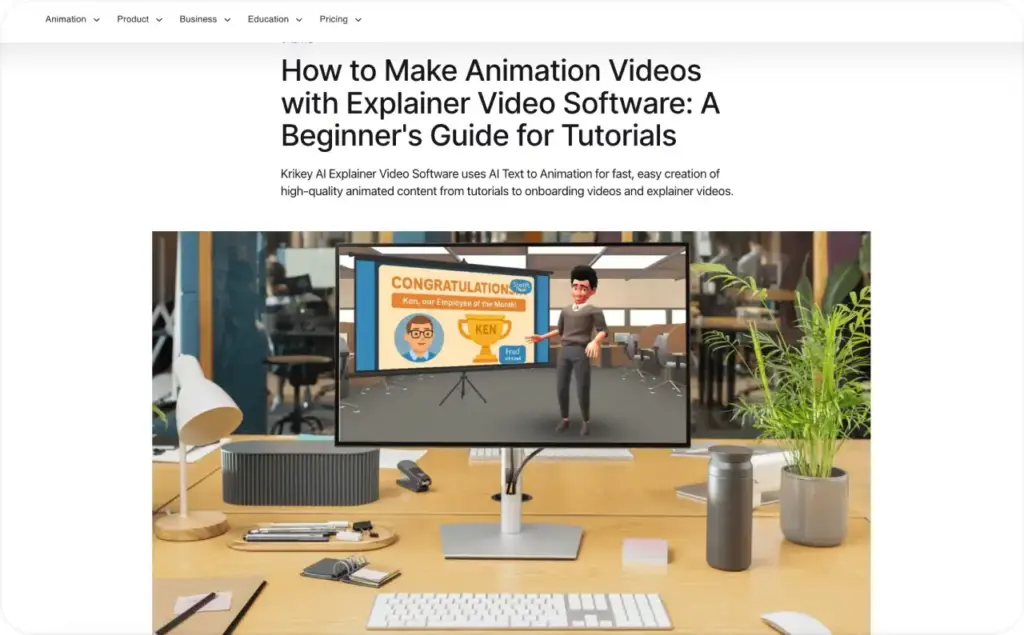 Krikey AI landing page