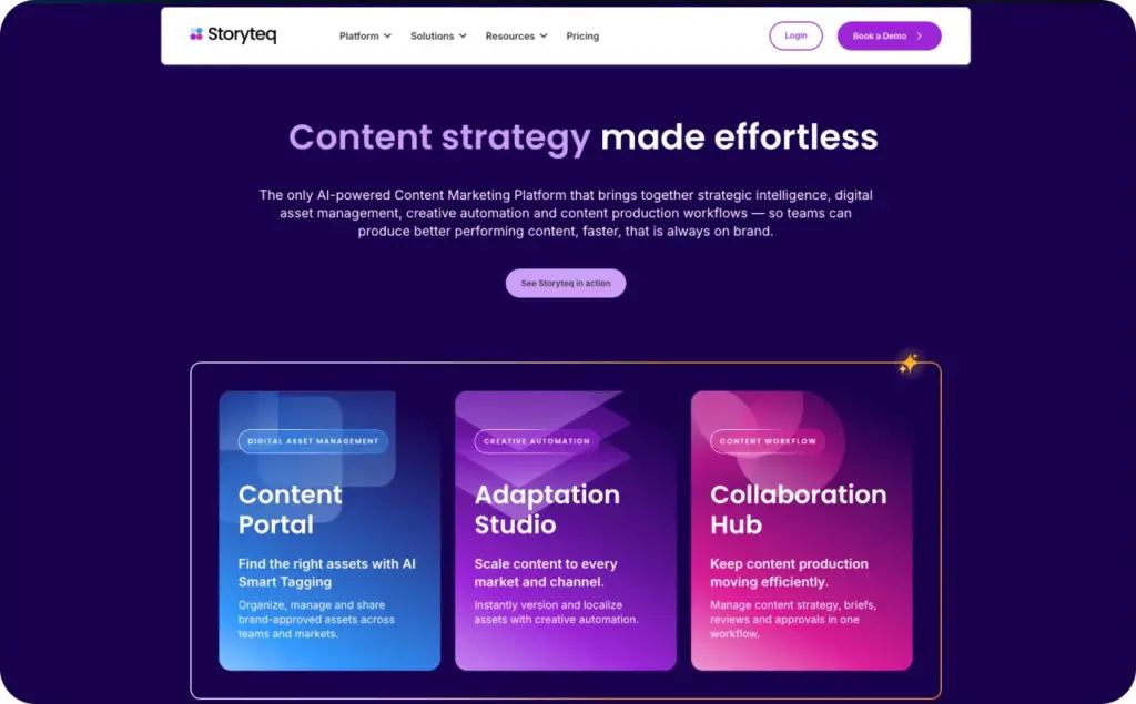 Storyteq landing page