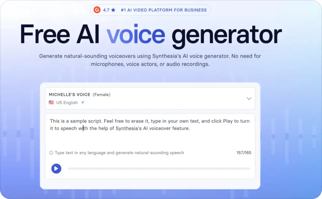 Synthesia AI voice generator