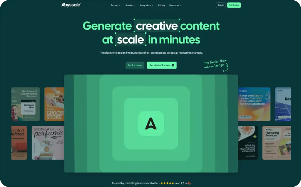 Abyssale landing page screenshot