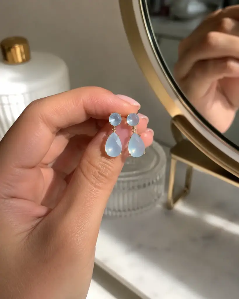 Blue earrings ad example