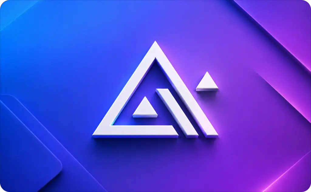 Flux Kontext Pro product banner featuring a modern white 3D geometric logo centered on a vibrant blue-to-purple gradient background with layered abstract shapes, soft neon lighting, and a sleek futuristic design.