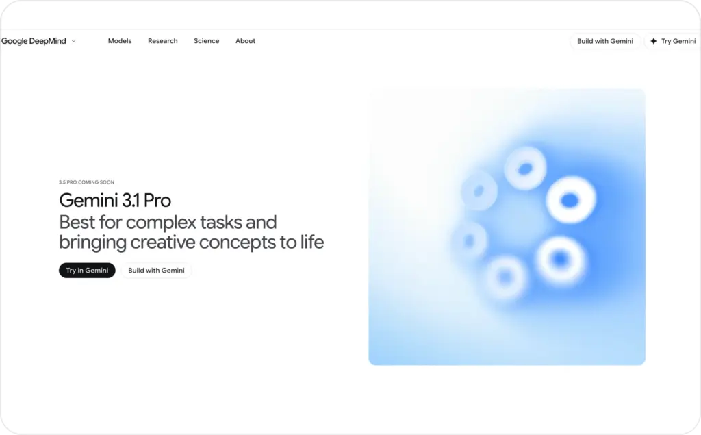 Gemini 3.1 Pro landing page