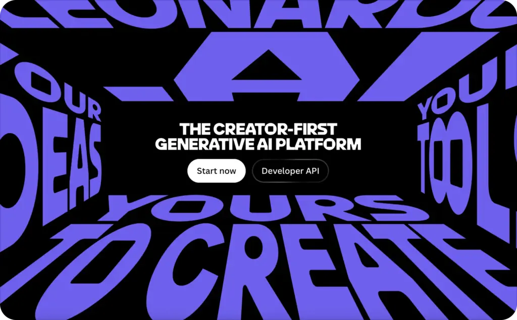 Leonardo Motion landing page