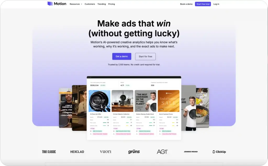 Motion landing page screenshot