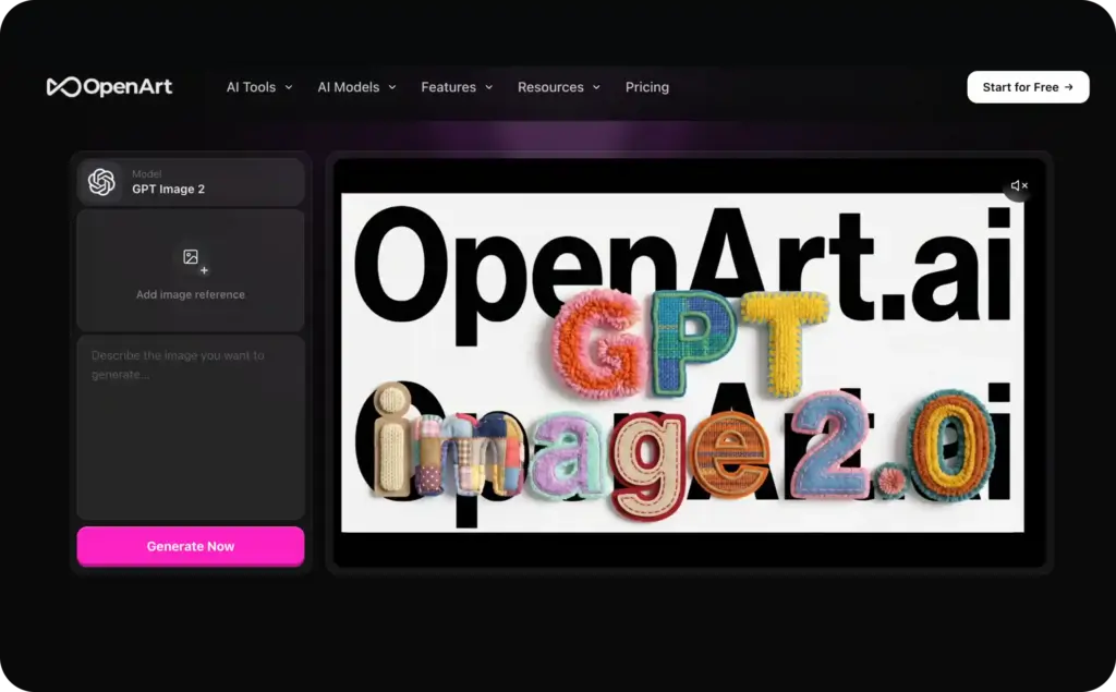 OpenArt landing page