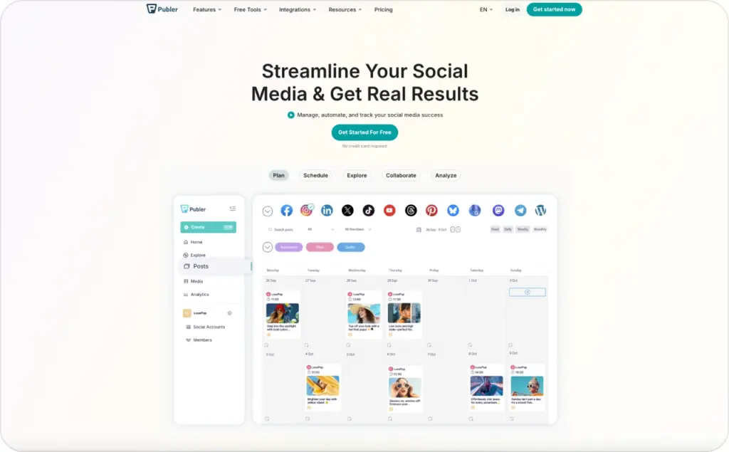 Publer landing page