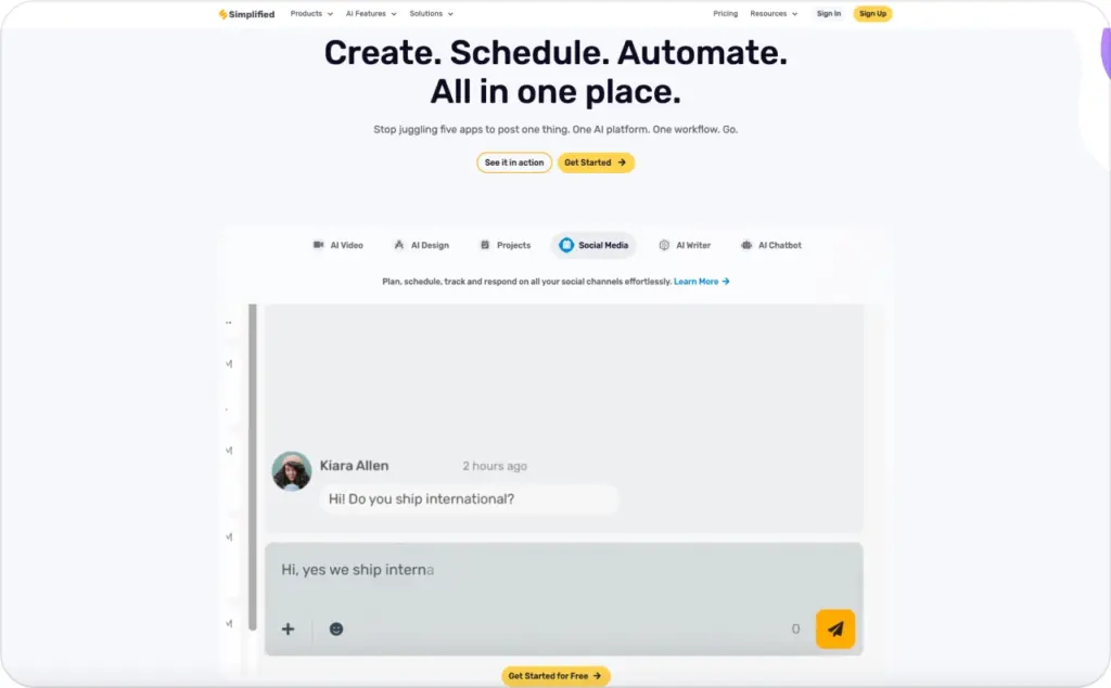 Simplified landing page