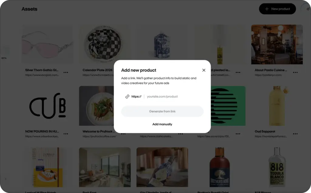 Zeely AI - adding new product via link
