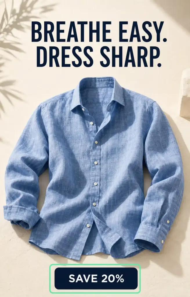 Linen shirt ad example - version A