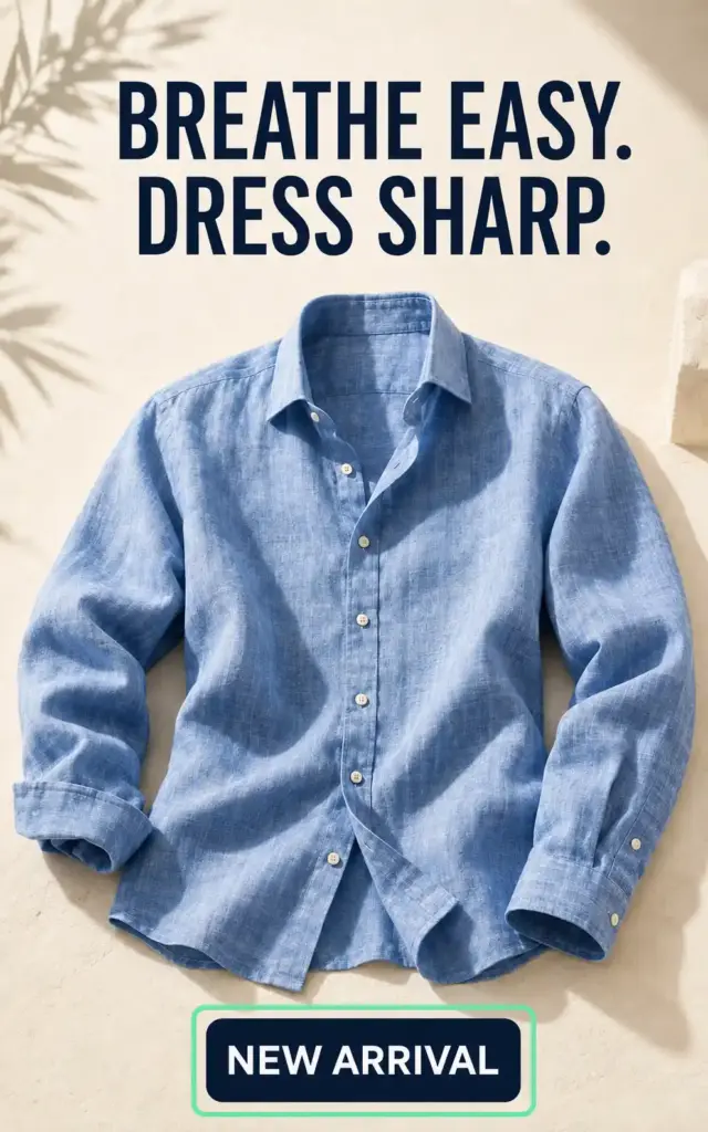 Linen shirt ad example - version B