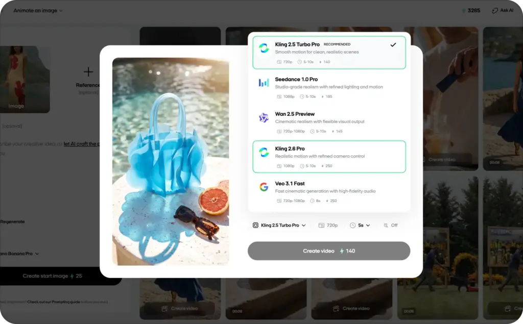 Kling AI models in Zeely AI