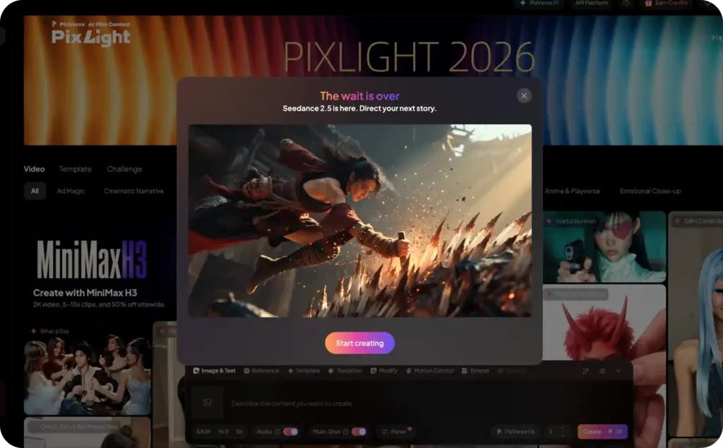 PixVerse landing page screenshot