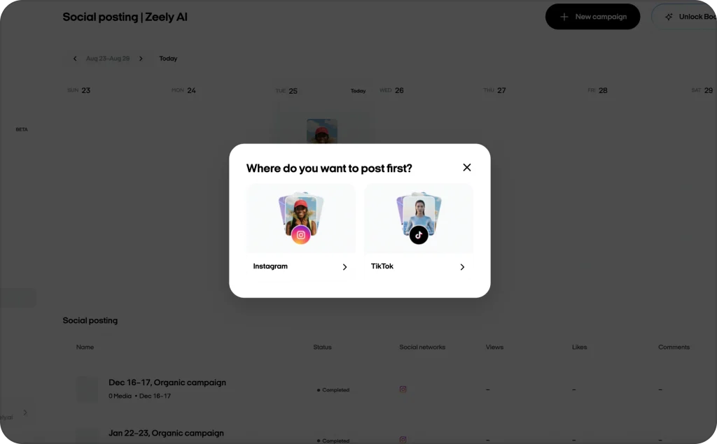Zeely AI social posting screenshot