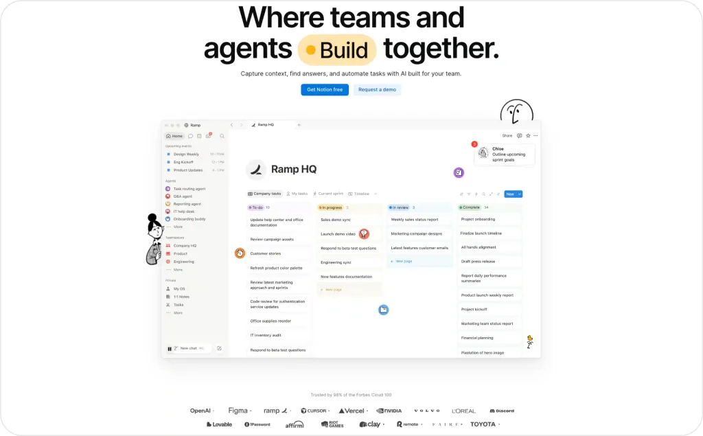 Notion AI landing page