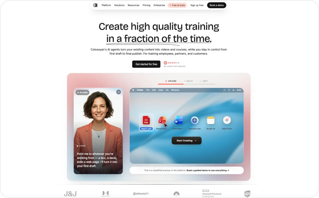 Colossyan landing page