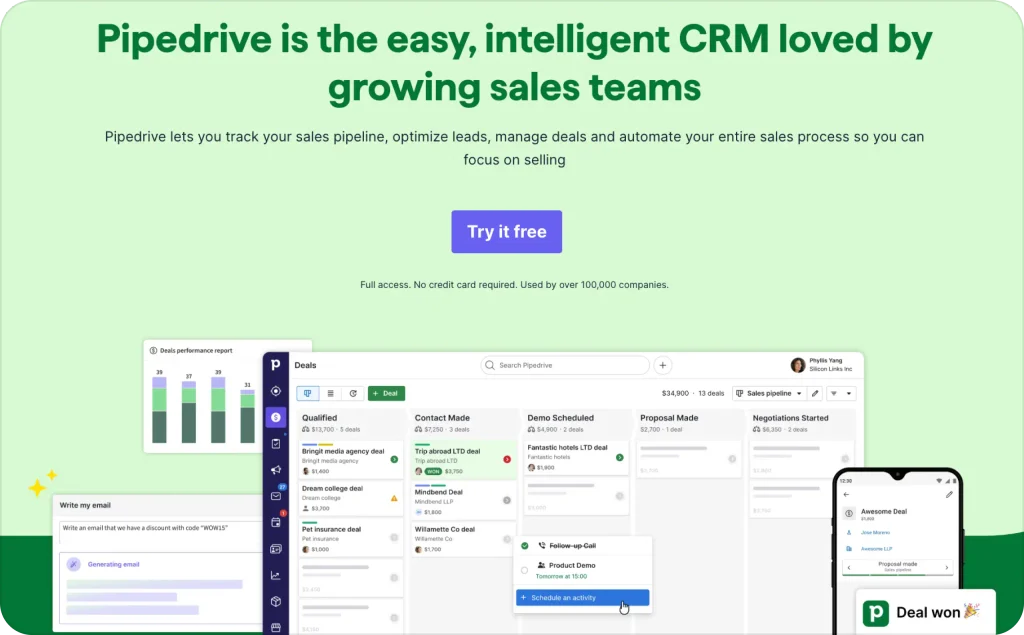 Pipedrive AI landing page