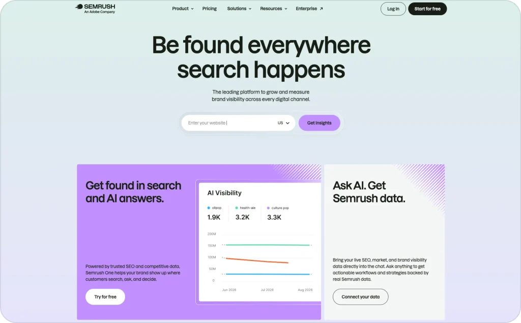 Semrush landing page