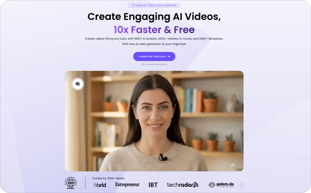Vidnoz landing page