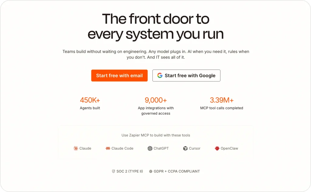 Zapier landing page