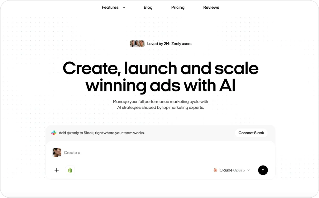Zeely AI landing page