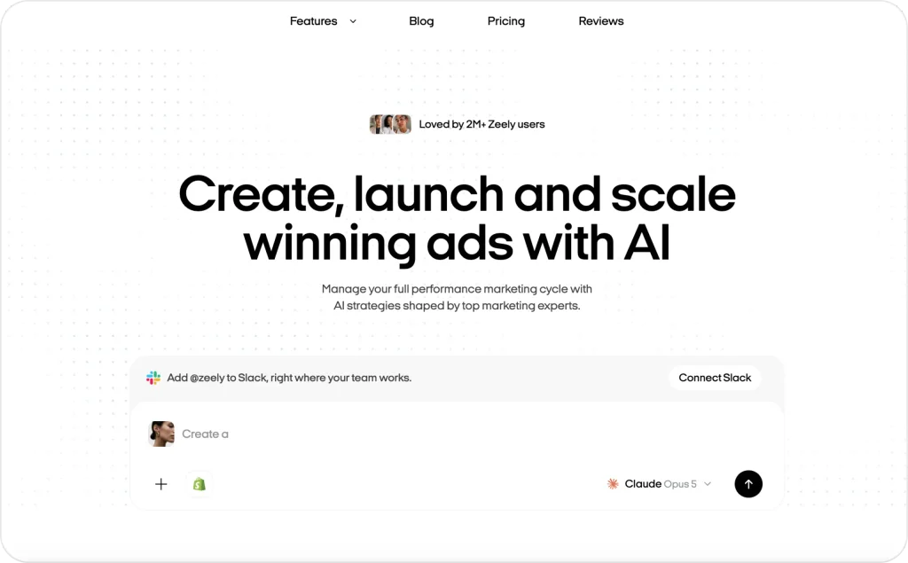 Zeely Ai landing page