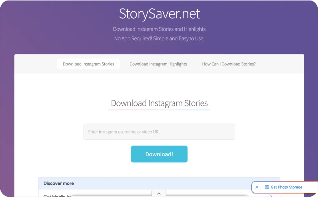 StorySaver.net landing page