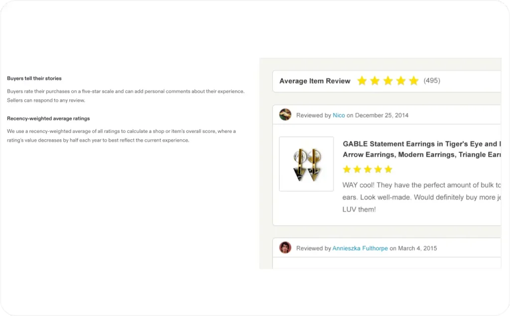 Etsy reviews