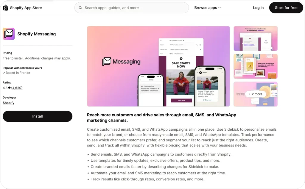 Shopify messaging
