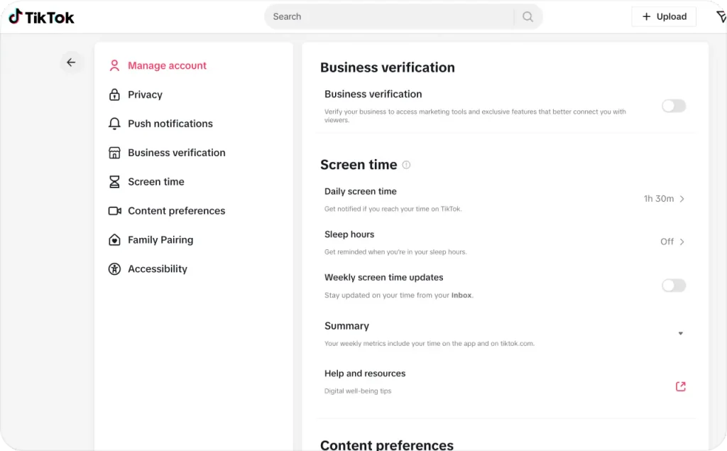 Tiktok business acount