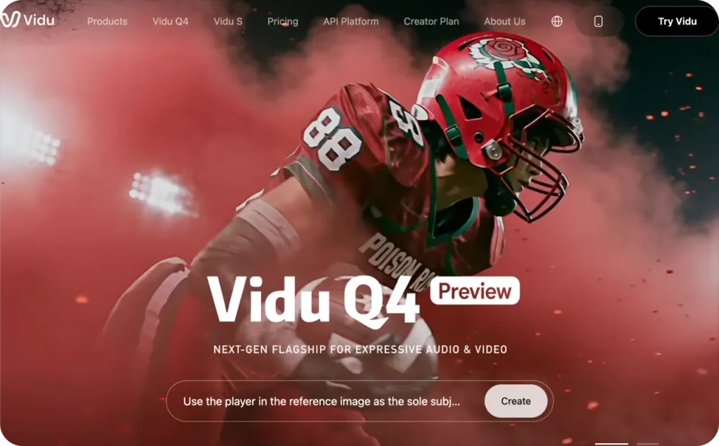 Vidu landing page
