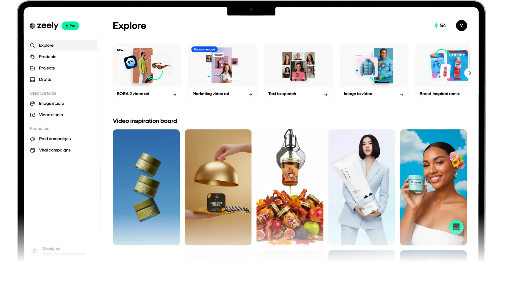 Zeely marketing app interface mockup