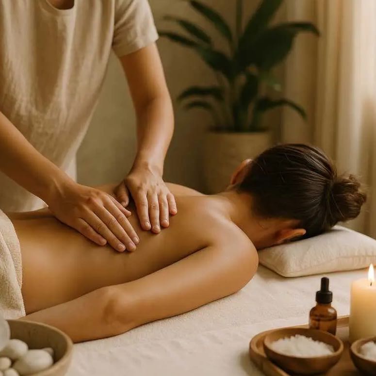 A woman receiving a massage