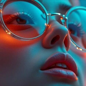 A woman wearing glasses