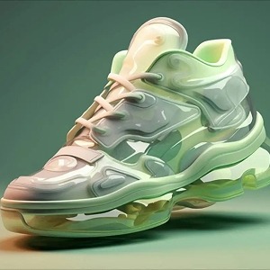 Digital sneaker on green backround